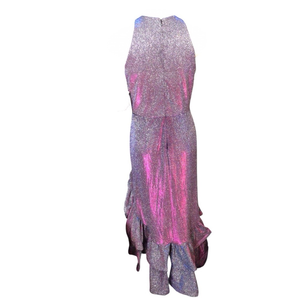 Betsy & Adam Pink and Silver Asymmetrical Sheath Dress NWT size 12P - Picture 4 of 10